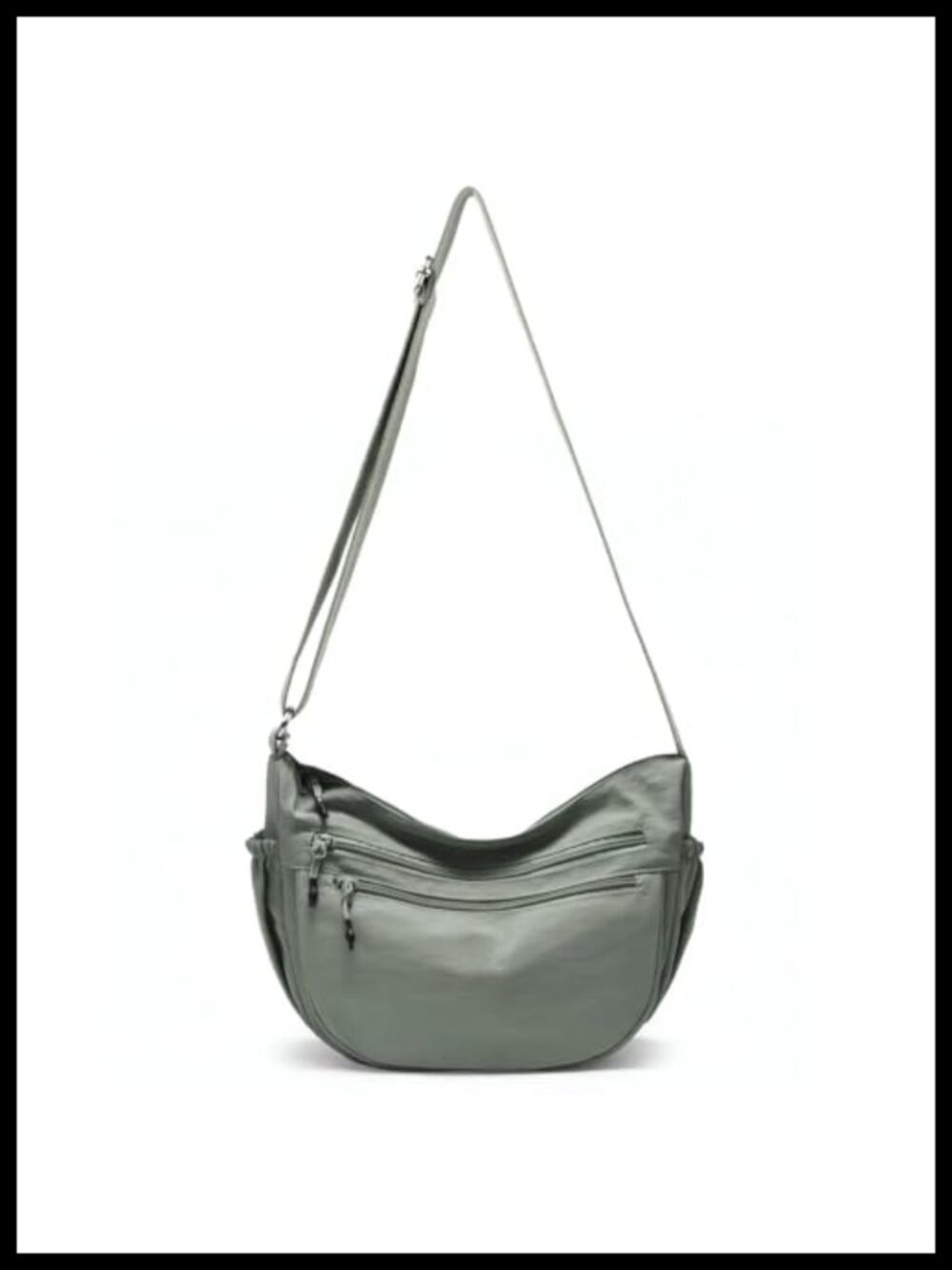 Water-Resistant Nylon Crescent Hobo Crossbody Bag with Adjustable Strap